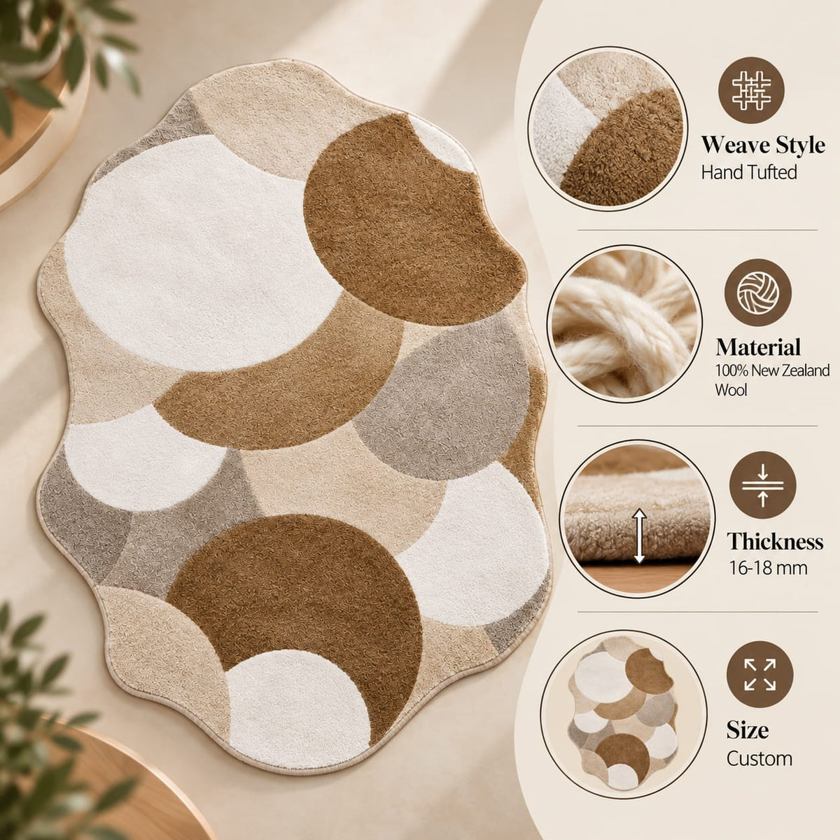 Organic Pebble Rug | Softly Rounded Pebble-Inspired Organic Shapes (GG)