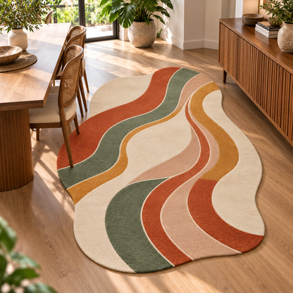 Organic Wave Harmony Rug | Flowing Organic Wave Layered Bands (GG)