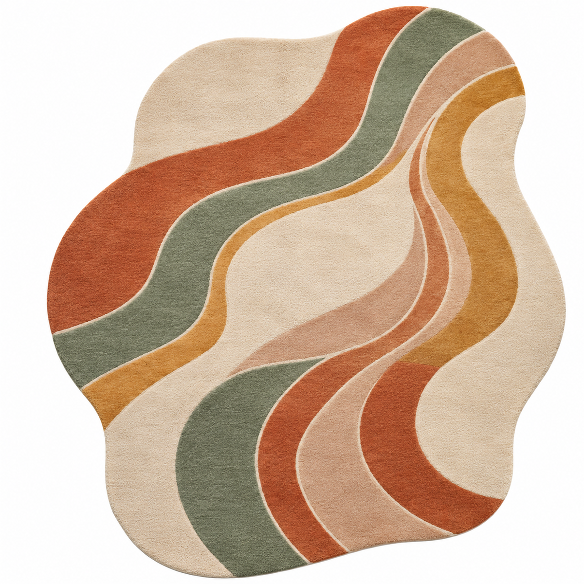Organic Wave Harmony Rug | Flowing Organic Wave Layered Bands (GG)