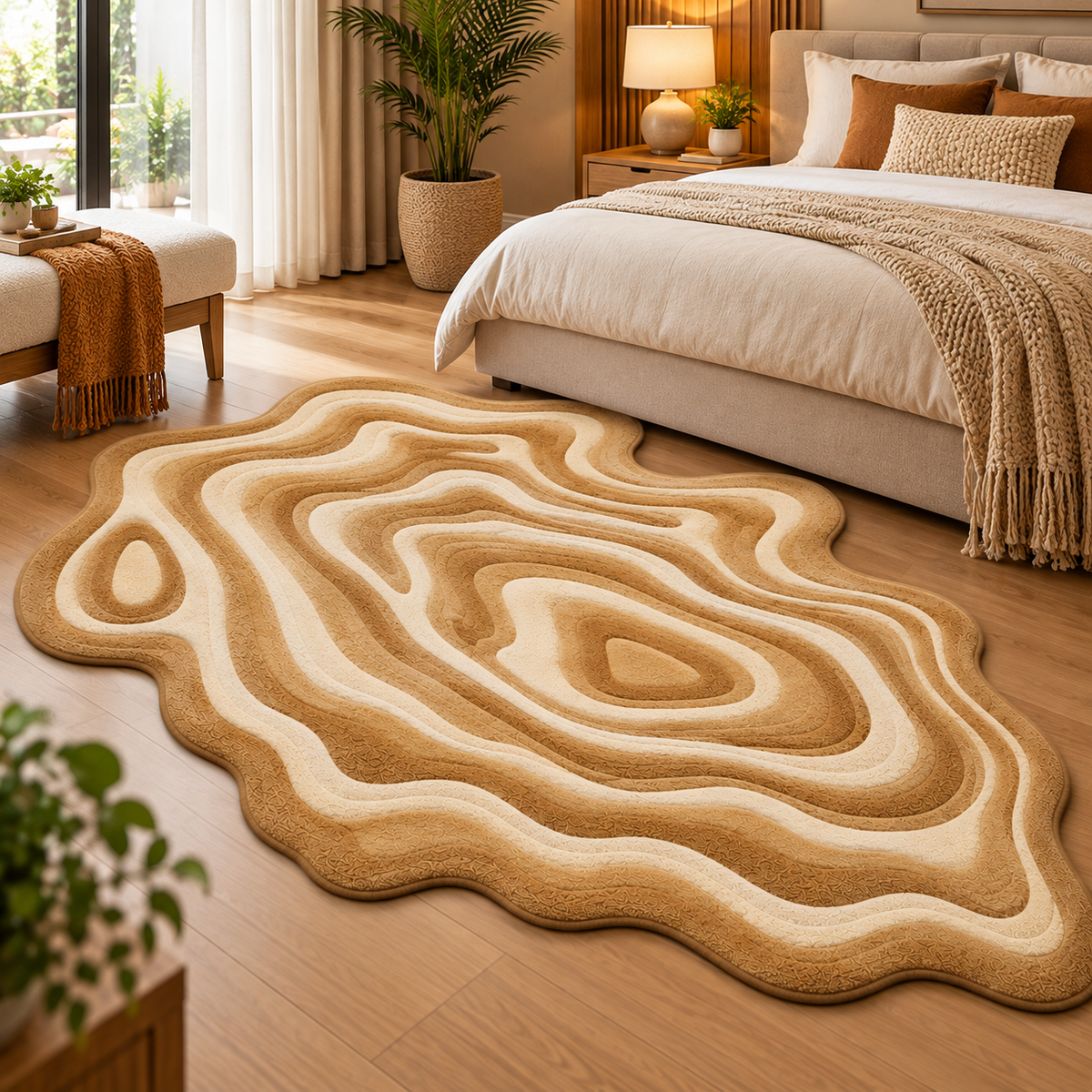 Organic Wave New Zealand Wool Rug | Flowing Organic Wave Contour Pattern (GG)