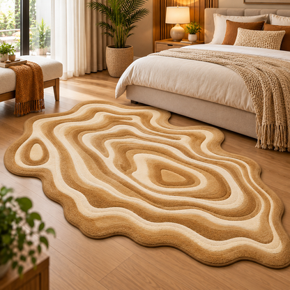 Organic Wave New Zealand Wool Rug | Flowing Organic Wave Contour Pattern (GG)
