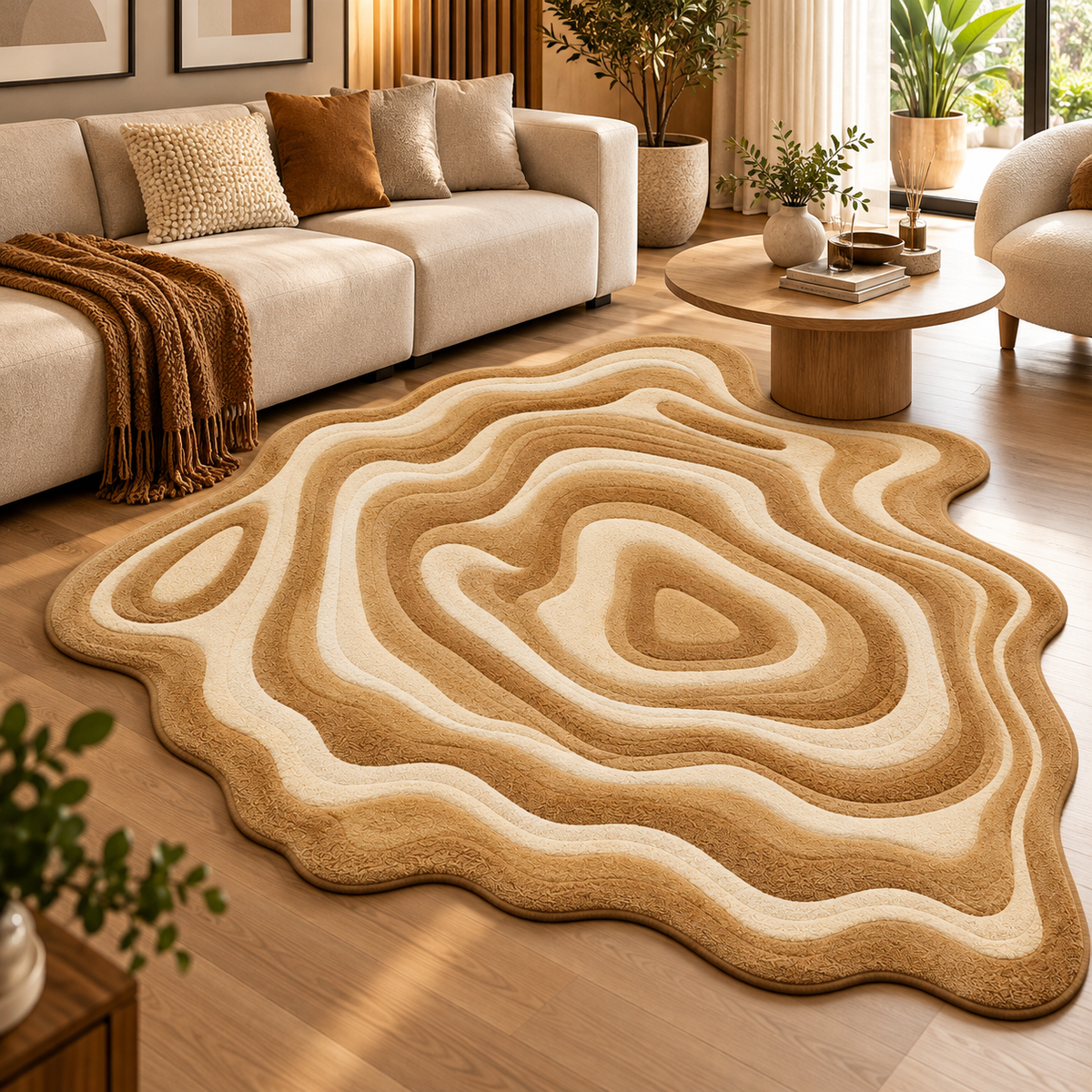 Organic Wave New Zealand Wool Rug | Flowing Organic Wave Contour Pattern (GG)