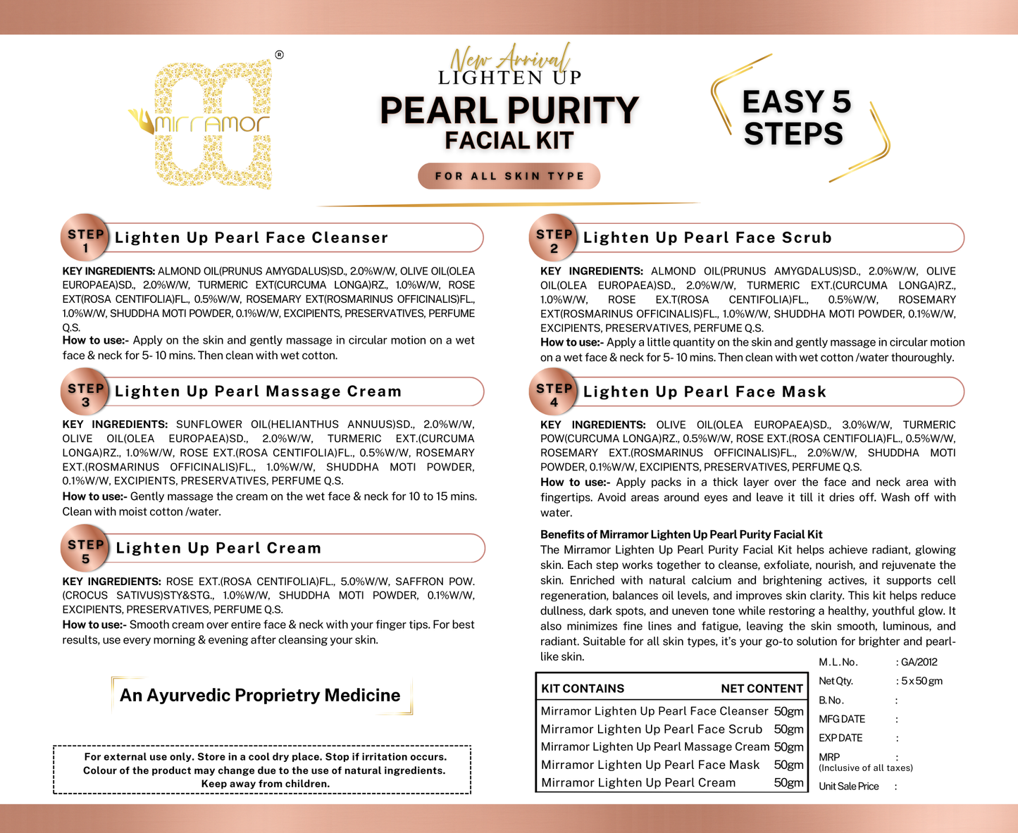 Mirramor Lighten Up Pearl Purity Facial Kit