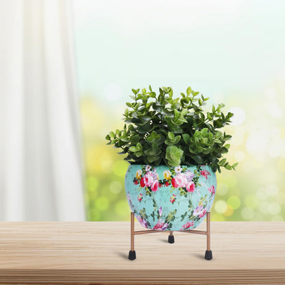 Floral Elegance Metal Planter - 4.7 Inches (MVS)