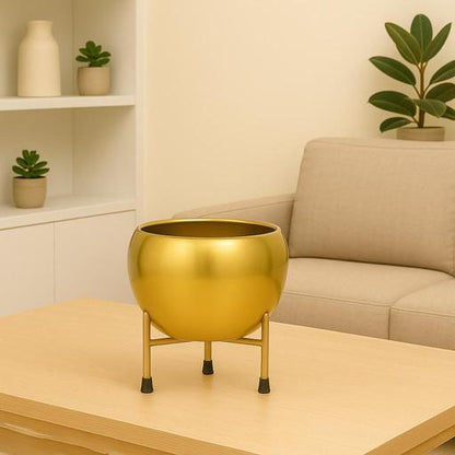 Gold Glossy Ceramic Planter - 4.7 Inches (MVS)