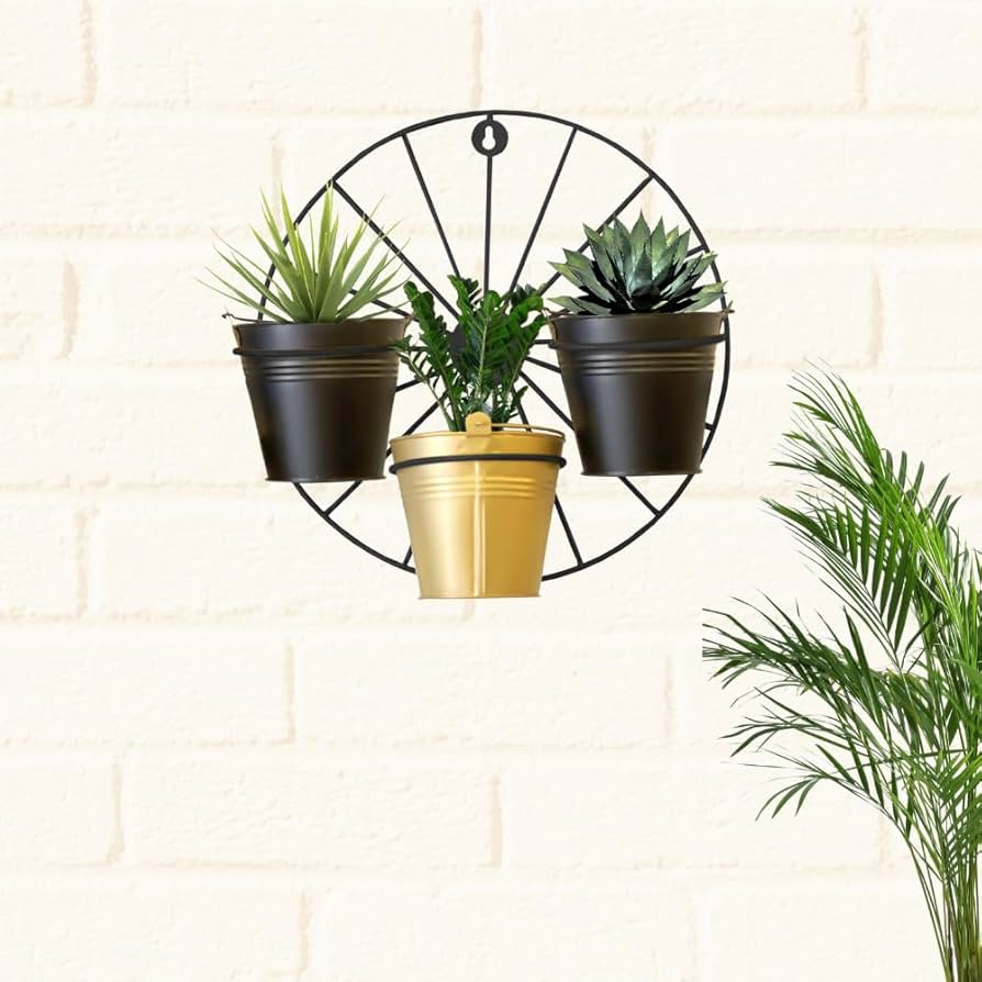 Matte Black Wheel Hanging Planter - 13.7 Inches (MVS)