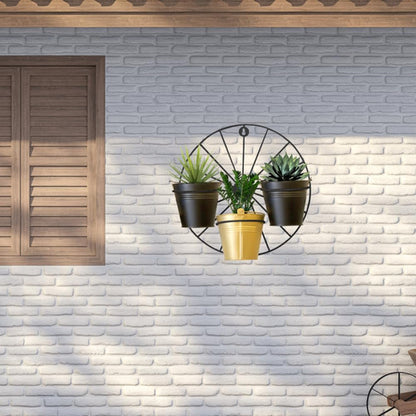 Matte Black Wheel Hanging Planter - 13.7 Inches (MVS)