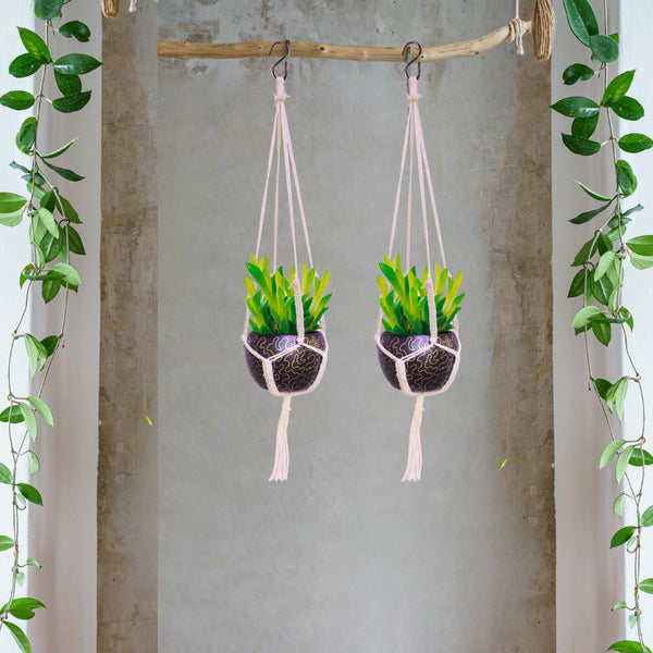 Macramé Elegance Hanging Planter - 29.5 Inches (MVS)