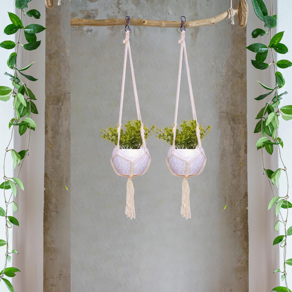 Macramé Elegance Hanging Planter - 29.5 Inches (MVS)