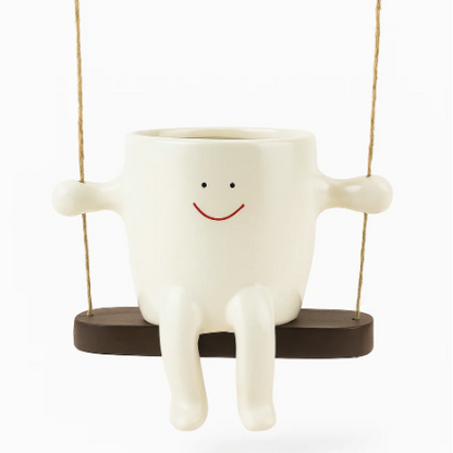 Happy Swing Hanging Ceramic Planter - 5.5 Inches (MVS)