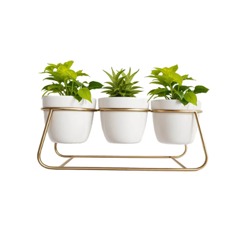 Trio White Metal with Stand Planter - 14 Inches (MVS)
