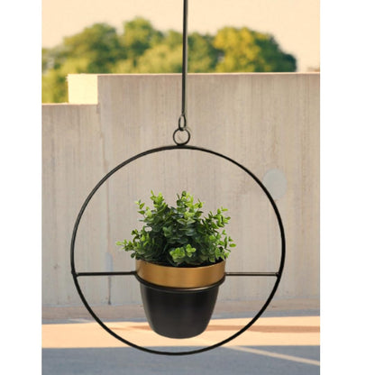 Black Orbital Frame Metal Planter - 11 Inch (MVS)