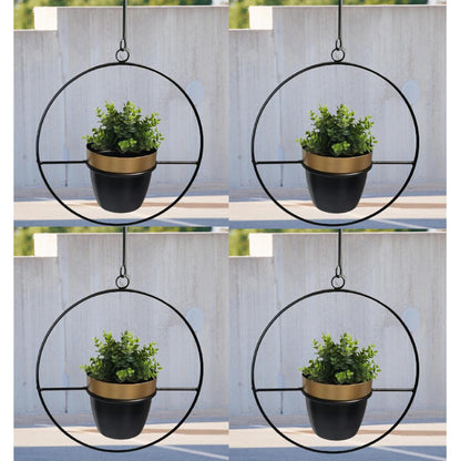 Black Orbital Frame Metal Planter - 11 Inch (MVS)