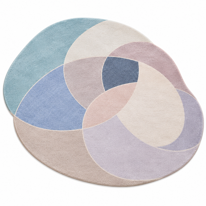 Pastel Overlap Modern Rug | Geometric Oval Form Composition (GG)
