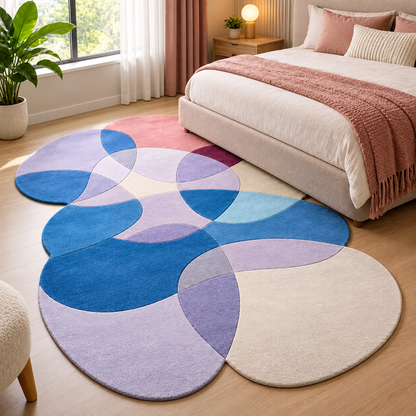 Pastel Petal Abstract Rug | Overlapping Organic Petal-Like Shapes (GG)