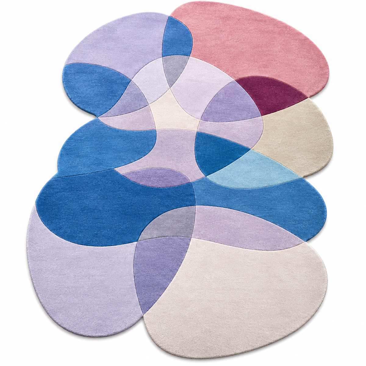 Pastel Petal Abstract Rug | Overlapping Organic Petal-Like Shapes (GG)