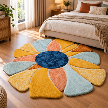 Petal Bloom New Zealand Wool & Art Silk Rug | Layered Petal-Inspired Abstract Pattern (GG)