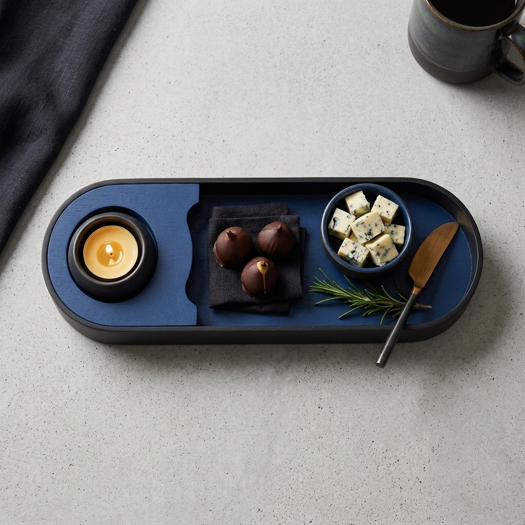 Premium Bamboo Snacks Serving Tray with Built-In Dip Bowl – Rectangular Wooden Snack Platter | 12 × 4 × 1.25 inches (DZ)