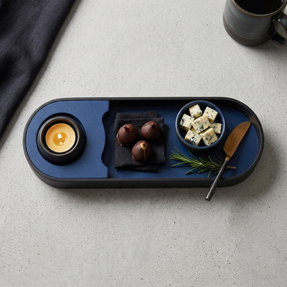 Premium Bamboo Snacks Serving Tray with Built-In Dip Bowl – Rectangular Wooden Snack Platter | 12 × 4 × 1.25 inches (DZ)