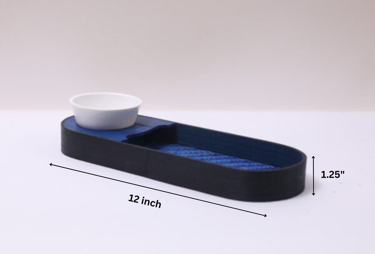 Premium Bamboo Snacks Serving Tray with Built-In Dip Bowl – Rectangular Wooden Snack Platter | 12 × 4 × 1.25 inches (DZ)