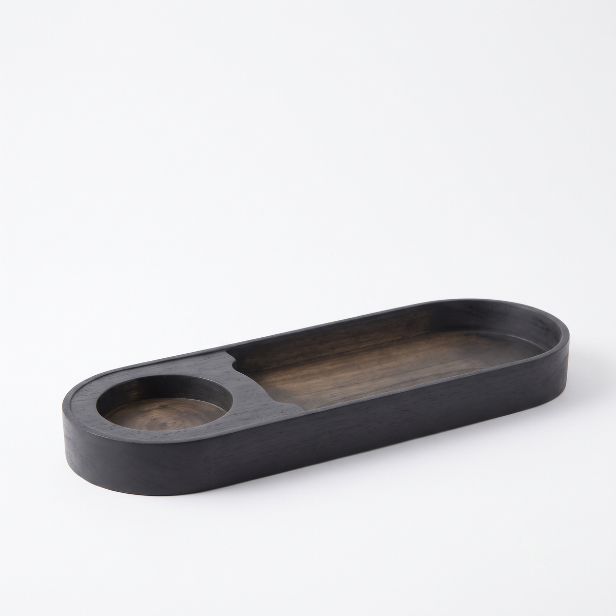 Premium Bamboo Snacks Serving Tray with Built-In Dip Bowl – Rectangular Wooden Snack Platter | 12 × 4 × 1.25 inches (DZ)
