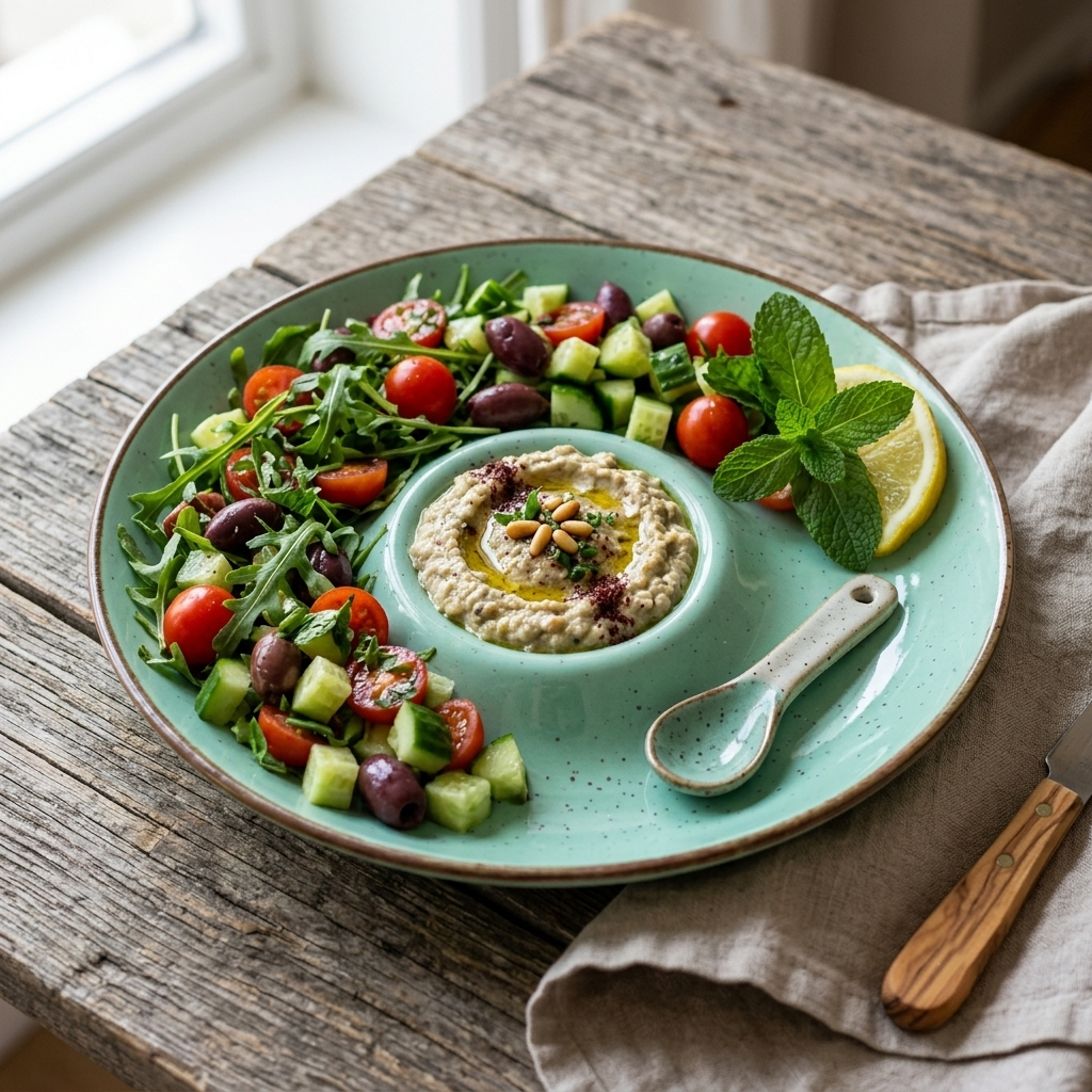 Premium Ceramic Chip & Dip Serving Platter – Glossy Speckled Finish with Built-In Dip Bowl | 25 × 25 × 3 cm (DZ)