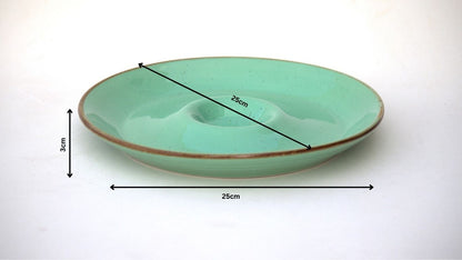 Premium Ceramic Chip & Dip Serving Platter – Glossy Speckled Finish with Built-In Dip Bowl | 25 × 25 × 3 cm (DZ)