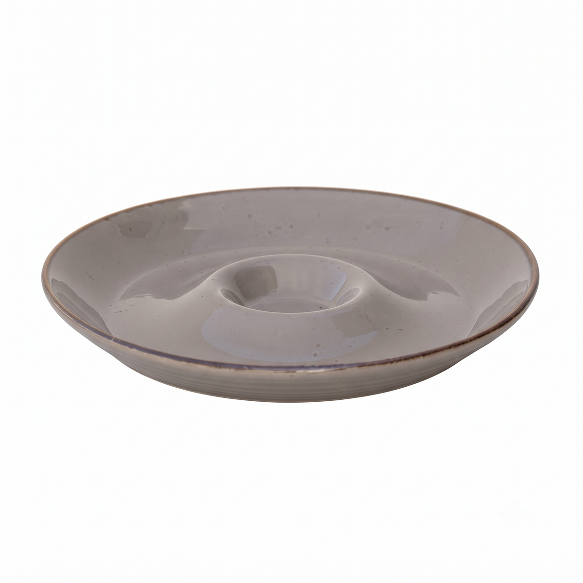 Premium Ceramic Chip & Dip Serving Platter – Glossy Speckled Finish with Built-In Dip Bowl | 25 × 25 × 3 cm (DZ)