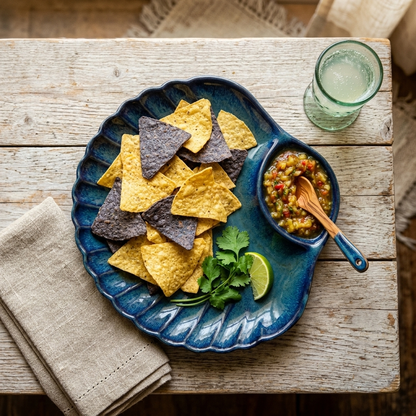 Premium Ceramic Seashell Chip & Dip Serving Platter – Glossy Shell Design | 27 × 25.5 × 4 cm (DZ)