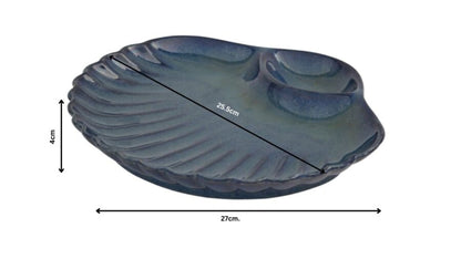 Premium Ceramic Seashell Chip & Dip Serving Platter – Glossy Shell Design | 27 × 25.5 × 4 cm (DZ)