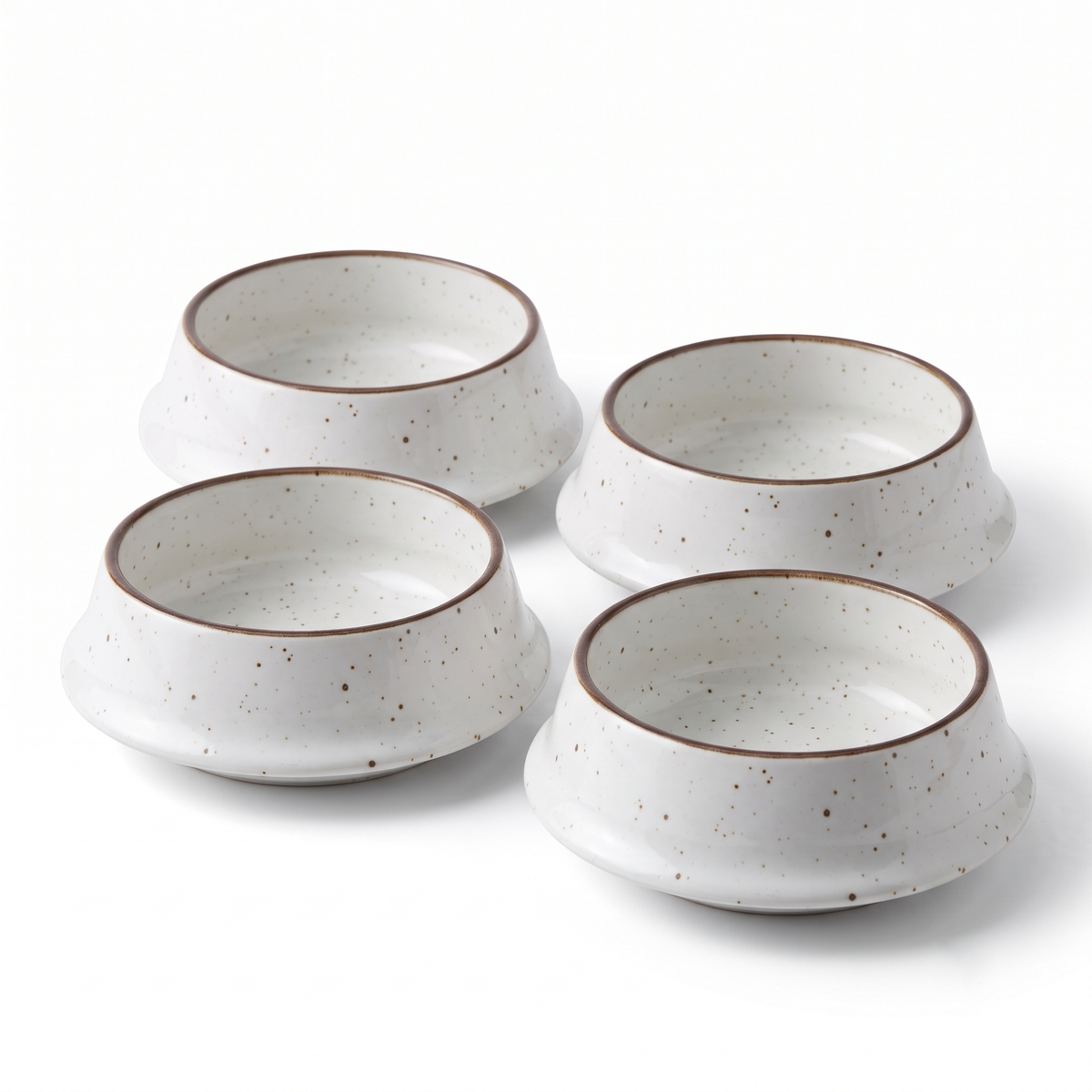 Set of 4 | Premium Ceramic Serving Bowl with Flared Rim & Speckled Design | 13 cm × 13 cm × 4.5 cm (DZ)