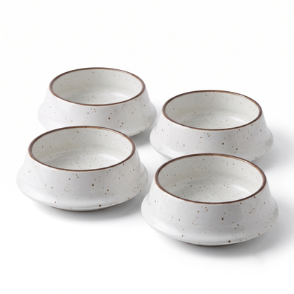 Set of 4 | Premium Ceramic Serving Bowl with Flared Rim & Speckled Design | 13 cm × 13 cm × 4.5 cm (DZ)