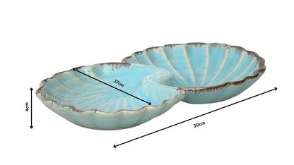 Premium Ceramic Shell-Shaped Serving Platter – Glossy Finish | 30 × 17 × 4 cm (DZ)