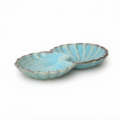 Premium Ceramic Shell-Shaped Serving Platter – Glossy Finish | 30 × 17 × 4 cm (DZ)