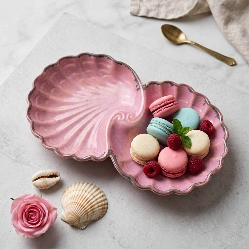 Premium Ceramic Shell-Shaped Serving Platter – Glossy Finish | 30 × 17 × 4 cm (DZ)