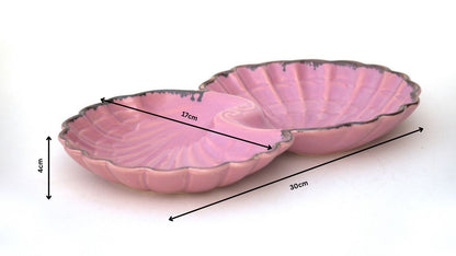 Premium Ceramic Shell-Shaped Serving Platter – Glossy Finish | 30 × 17 × 4 cm (DZ)