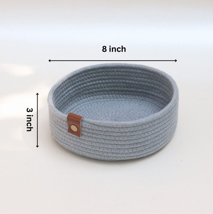 Premium Cotton Rope Storage Basket – Eco-Friendly Round Organizer for Bathroom | 8 Inch (DZ)
