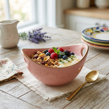 Premium Glossy Ceramic Serving Bowl with Side Handles | 23 × 17.5 × 12 cm (DZ)