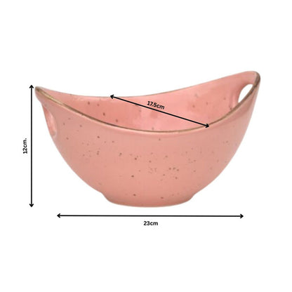 Premium Glossy Ceramic Serving Bowl with Side Handles | 23 × 17.5 × 12 cm (DZ)