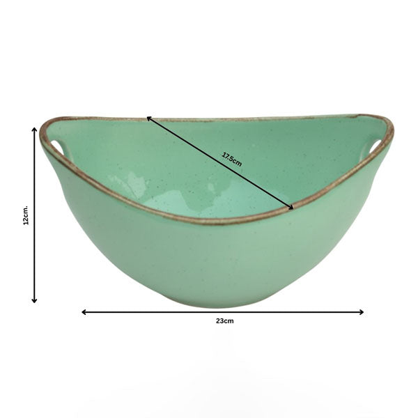 Premium Glossy Ceramic Serving Bowl with Side Handles | 23 × 17.5 × 12 cm (DZ)
