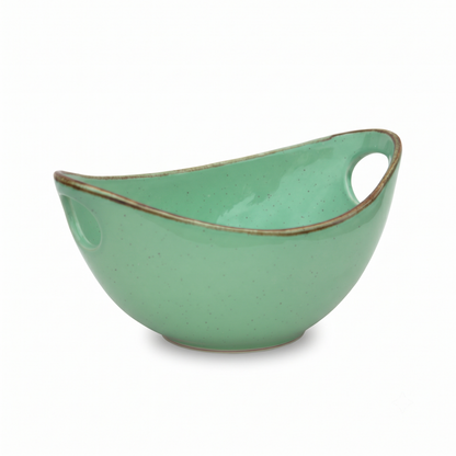 Premium Glossy Ceramic Serving Bowl with Side Handles | 23 × 17.5 × 12 cm (DZ)