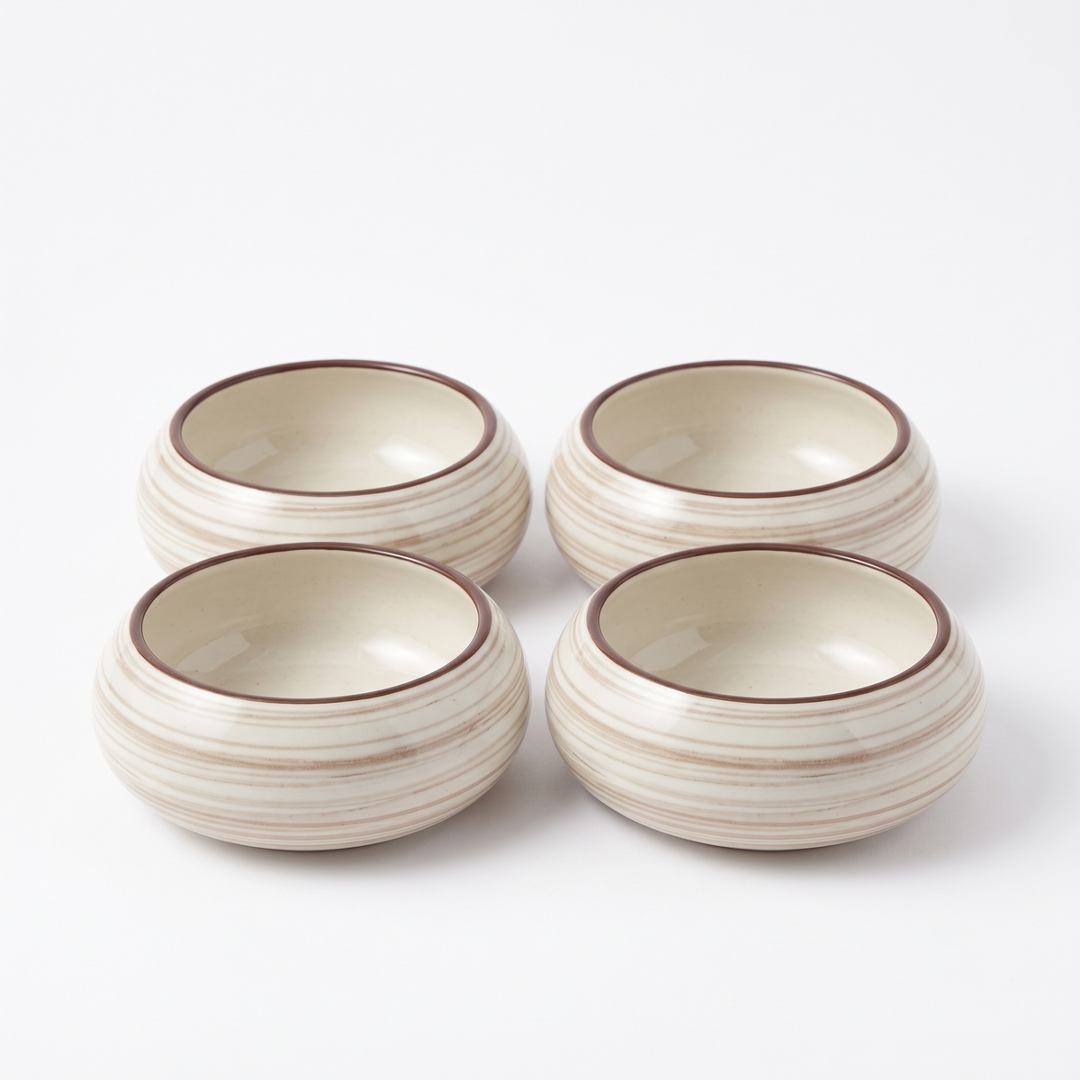Premium Glossy Stoneware Ceramic Serving Bowl – Set of 4 | 13 cm x 13 cm x 4.5 cm (DZ)