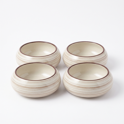 Premium Glossy Stoneware Ceramic Serving Bowl – Set of 4 | 13 cm x 13 cm x 4.5 cm (DZ)