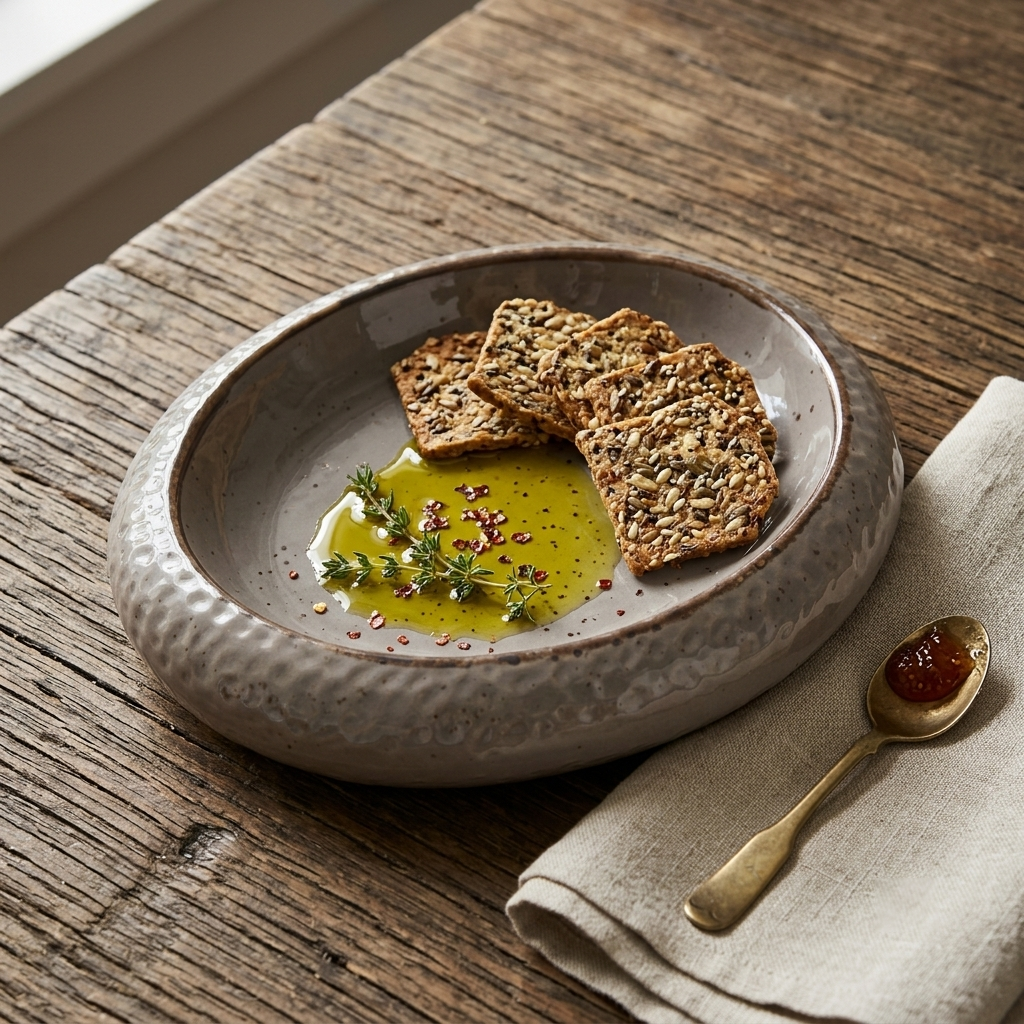 Premium Grey Ceramic Oval Serving Platter – Glossy Speckled Finish with Textured Rim | 27 × 21 × 6 cm (DZ)