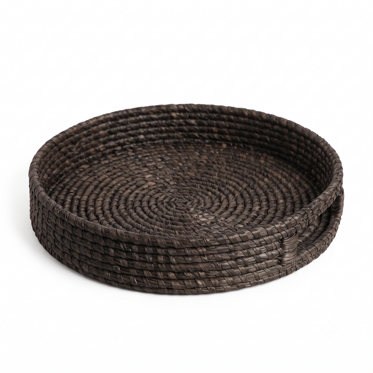 Premium Handwoven Sabai Grass Round Serving Tray with Handles – Eco-Friendly Woven Basket | 10 × 10 × 3 inches (DZ)
