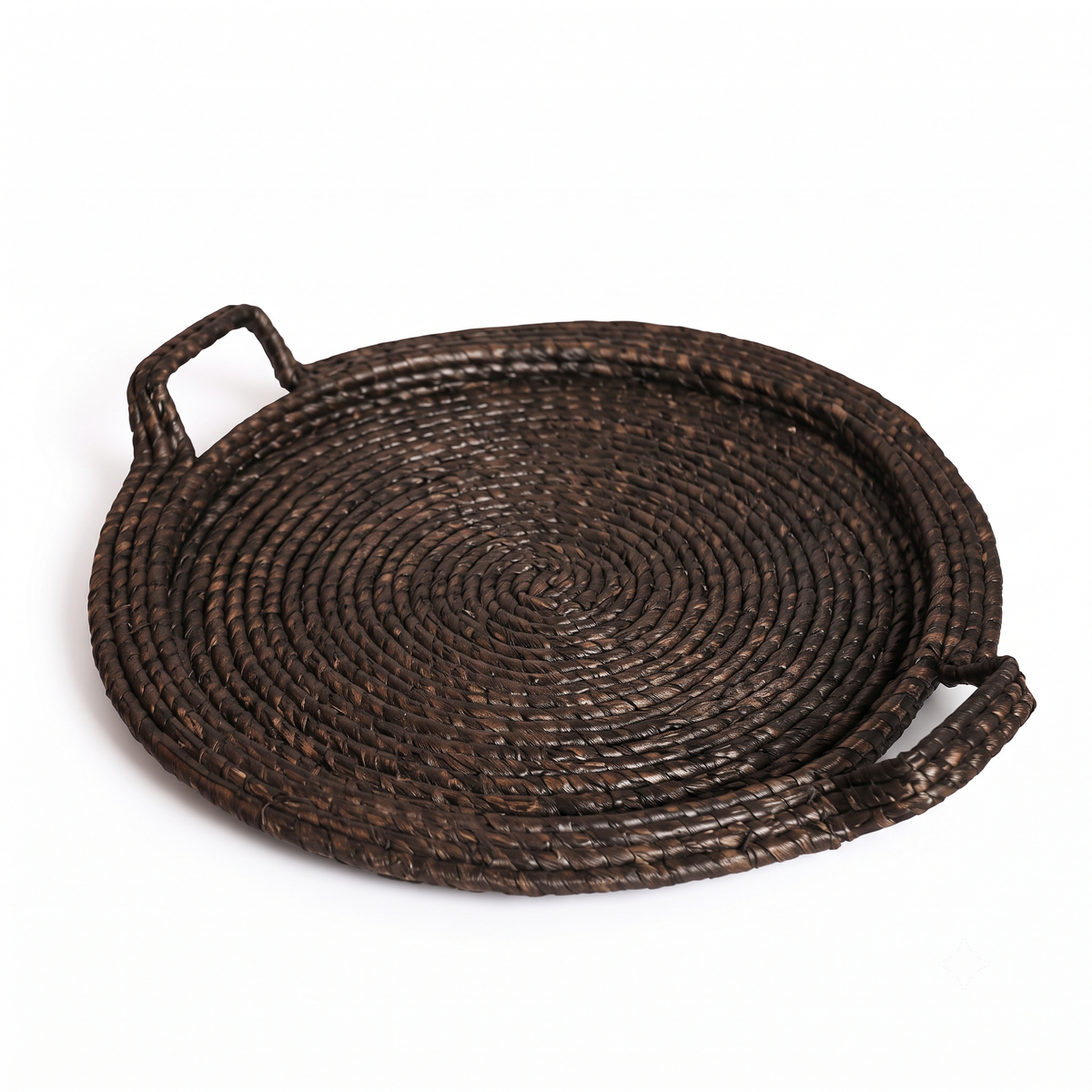 Premium Handwoven Sabai Grass Round Serving Tray with Handles | 16 Inch (DZ)