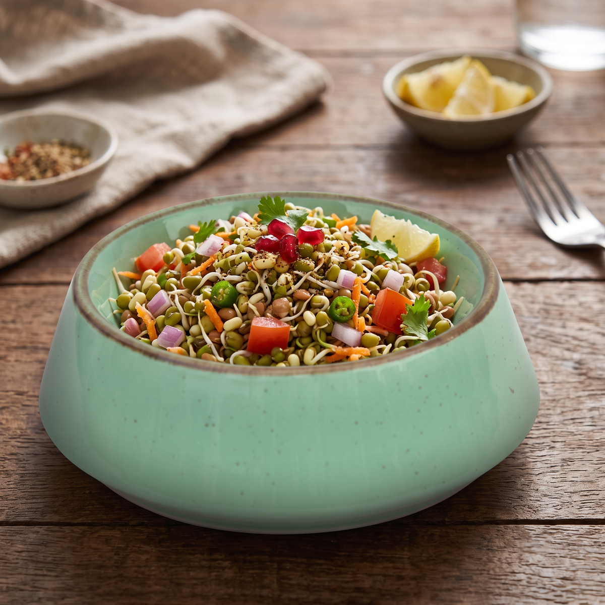 Premium Mint Green Stoneware Ceramic Serving Bowl with Speckled Glaze | 19 × 19 × 7 cm (DZ)