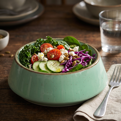 Premium Mint Green Stoneware Ceramic Serving Bowl with Speckled Glaze | 19 × 19 × 7 cm (DZ)