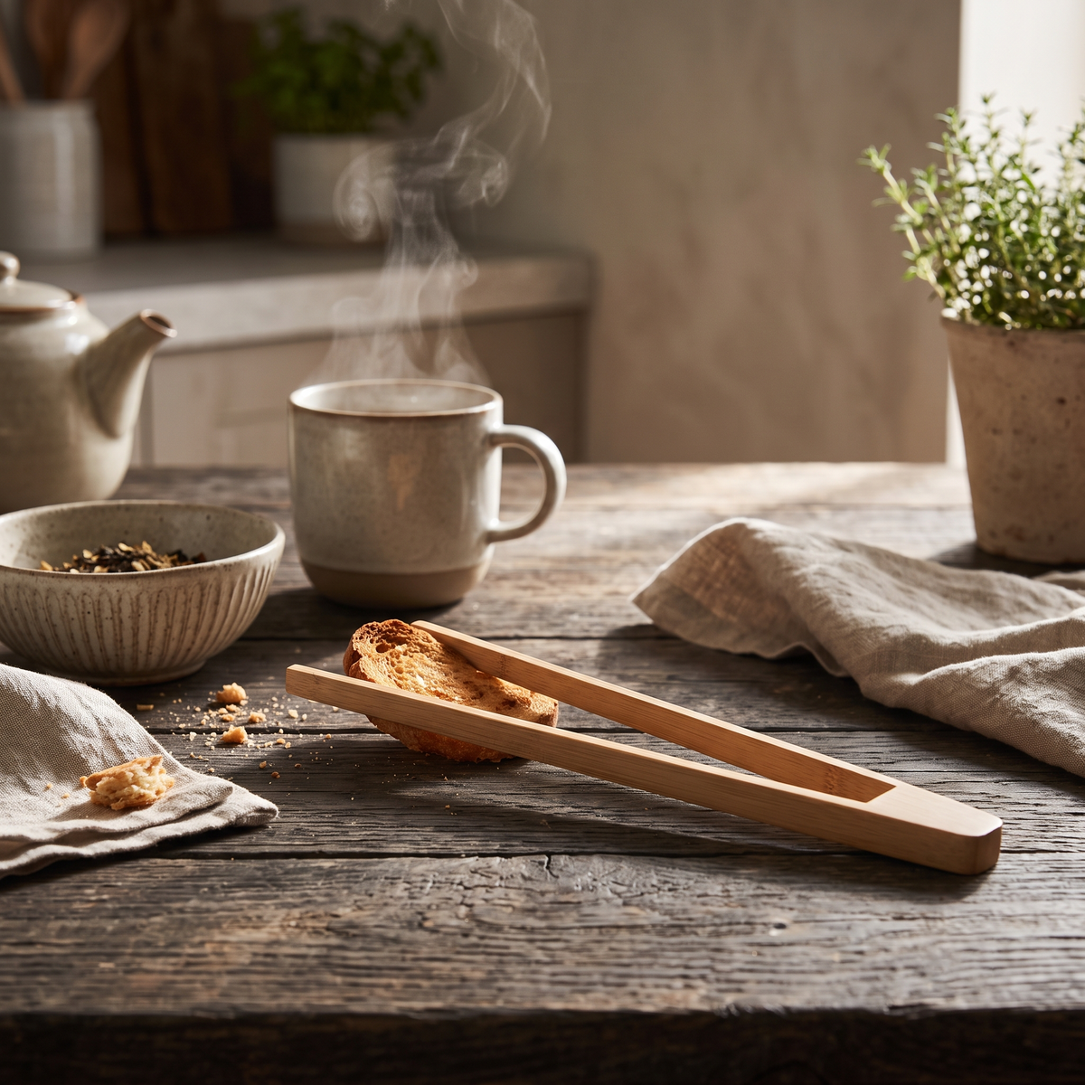 Set of 6 | Premium Natural Bamboo Cooking & Serving Tongs | 30 × 5.5 cm (DZ)