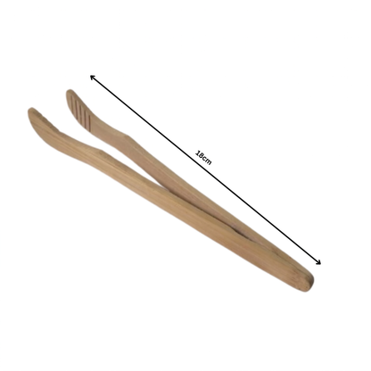 Set of 2 | Premium Natural Bamboo Kitchen Serving & Cooking Tongs | 18 cm (DZ)